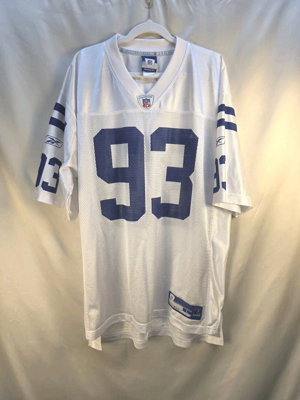 Reebok Dwight Freeney #93 Indianapolis Colts White On Field Jersey Size Large